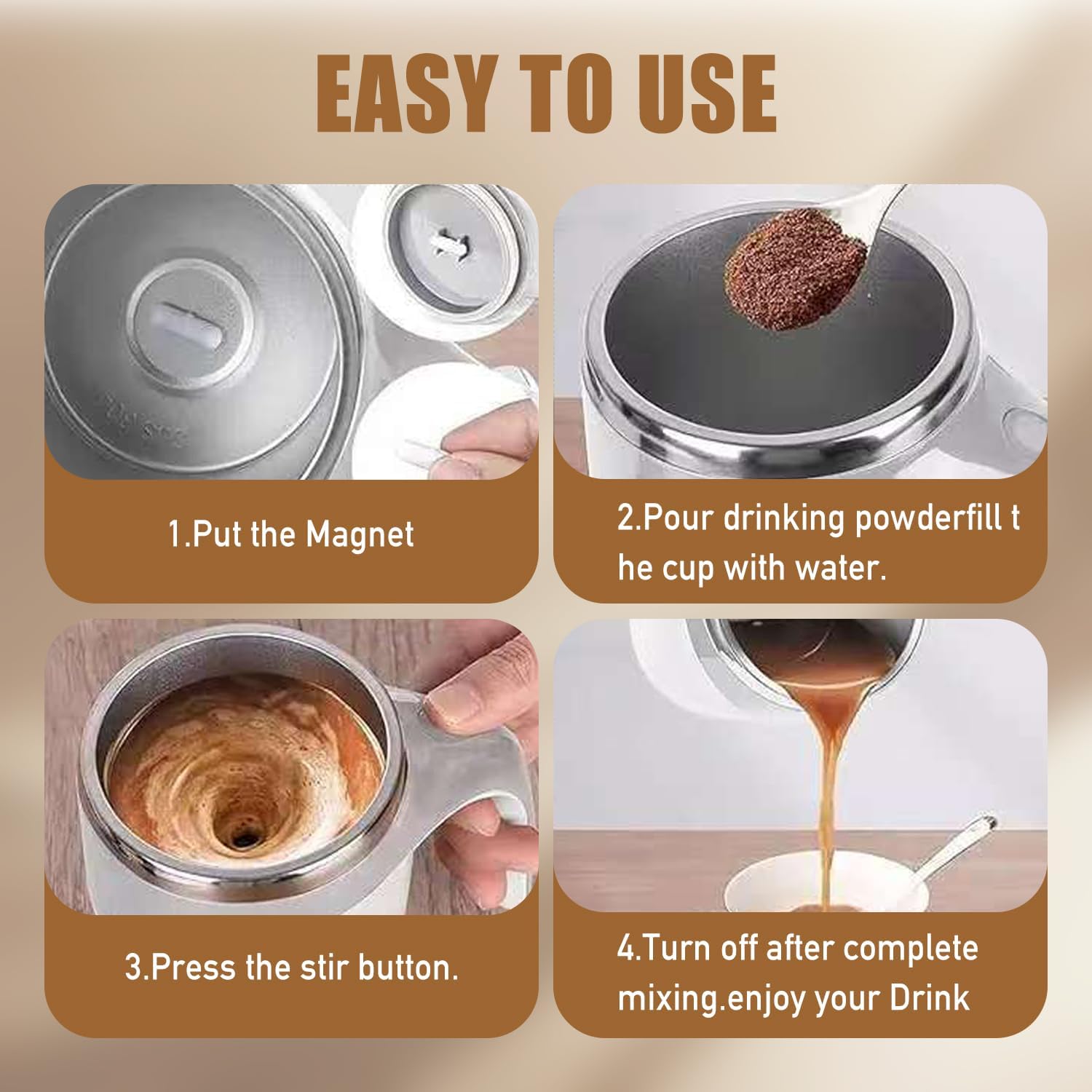 Rechargeable Self-Stirring Coffee Mug